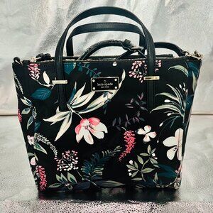 Kate Spade New York Satchel Bag Black White Floral Womens Wilson Road Botanical